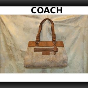 COACH F15120 Signature Penelope Cream Tan Satchel